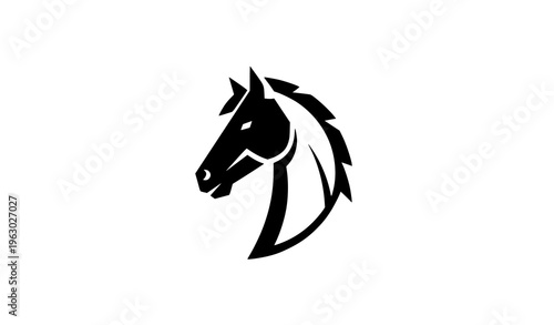 Abstract Minimal Horse Head Emblem – Black and White Vector Logo Design