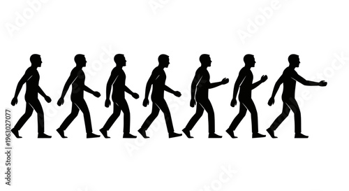 Silhouette of a person walking through different stages.