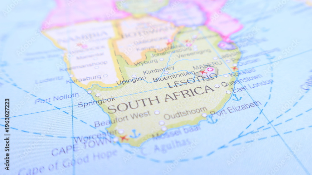 Obraz premium South Africa Map Detail - Travel Destination, Geography