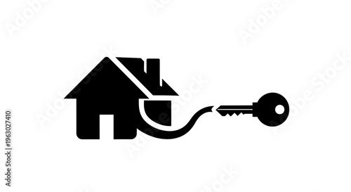 House and Key Icon Symbolizing Home Ownership and Access.