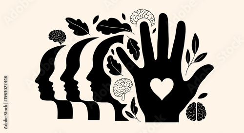 Human Minds and Helping Hand Symbolizing Empathy.