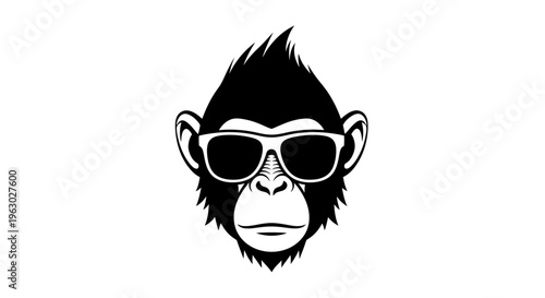 Cool Monkey Wearing Sunglasses Graphic Design.