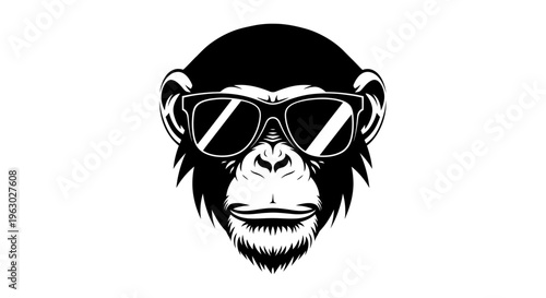 Cool Monkey Wearing Sunglasses Illustration.