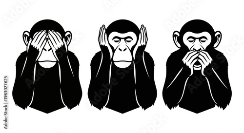 Three Wise Monkeys See No Evil Hear No Evil Speak No Evil.