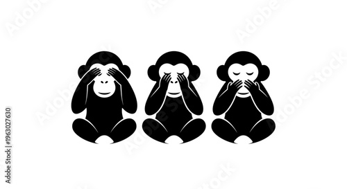 Three Wise Monkeys See No Evil Hear No Evil Speak No Evil.