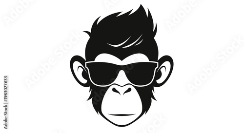Cool Monkey Wearing Sunglasses Graphic Design.