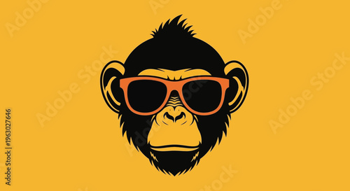 Cool Monkey Wearing Sunglasses Illustration.