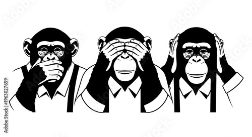 Three Wise Monkeys See No Evil Hear No Evil Speak No Evil.