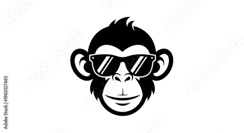 Cool Monkey Wearing Sunglasses Vector Illustration.