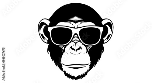 Cool Monkey Wearing Sunglasses Vector Illustration.