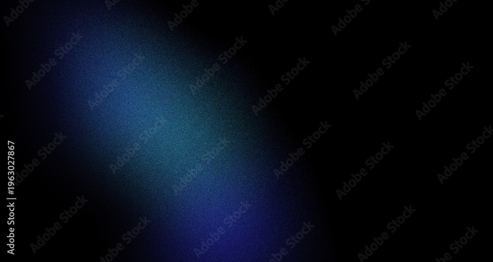 Obraz premium Abstract digital background featuring a diagonal gradient of vibrant blue and green light with a visible grainy texture against a deep black space, ideal for modern design elements.