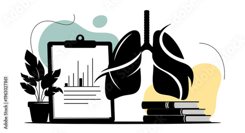 Medical Research and Lung Health Analysis Illustration.