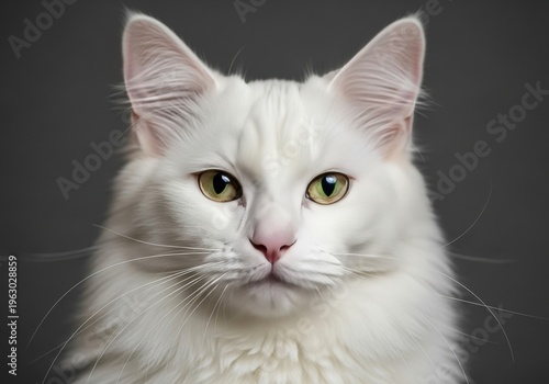 White cat with green eyes