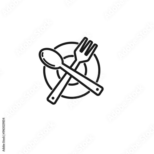 Vector illustration of a plate, spoonVector illustration of a plate, spoon, and fork
 and fork
