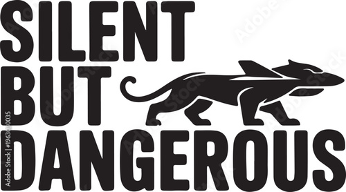 Minimalist Black Panther Silhouette with Airplane Wings: Power and Stealth Concept