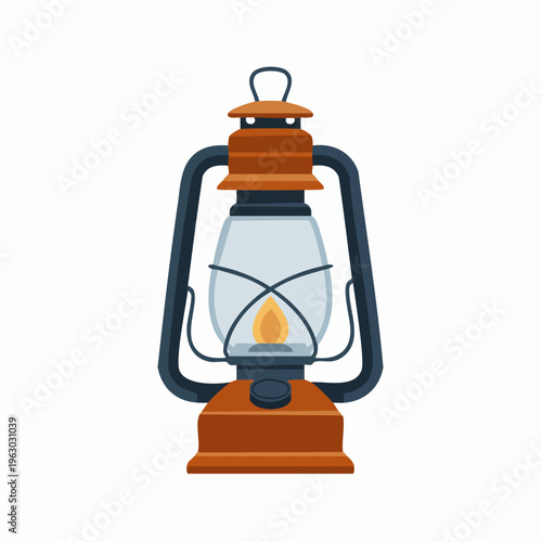 Vintage style illustration of a lantern with flame