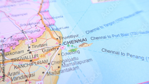 Chennai, India on a Map - Travel Destination
