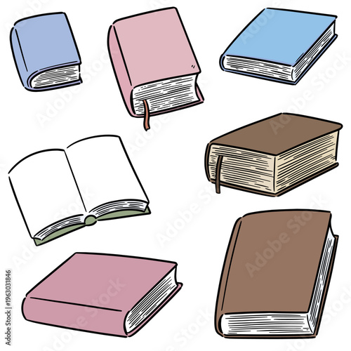 vector set of book cartoon
