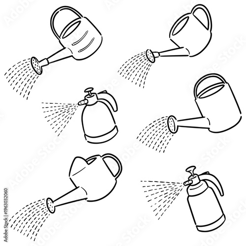 vector set of watering can