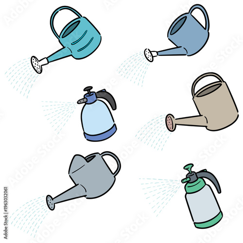 vector set of watering can