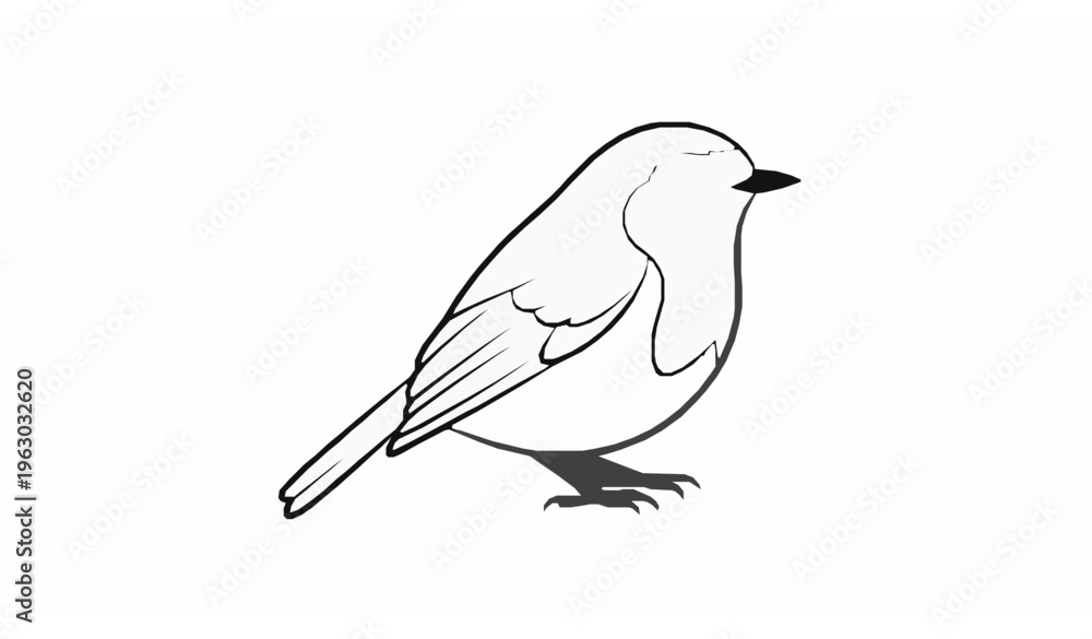 Obraz premium Robin Bird Side Profile Line Art Minimal Outline Vector Isolated on White Background