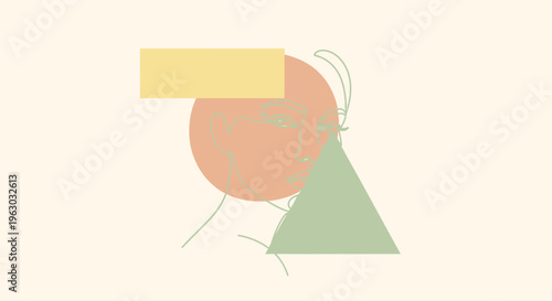 Abstract Geometric Shapes Composition Pastel Colors.