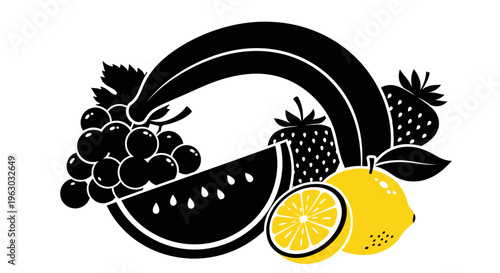 Assortment of Fresh Fruits in a Stylized Composition.