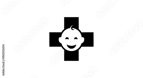 Baby Face Medical Cross Symbol Icon.