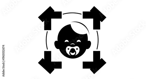 Baby Face with Arrows Indicating Expansion or Growth.