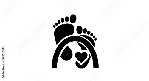 Baby Footprints Arch Heart Symbol.