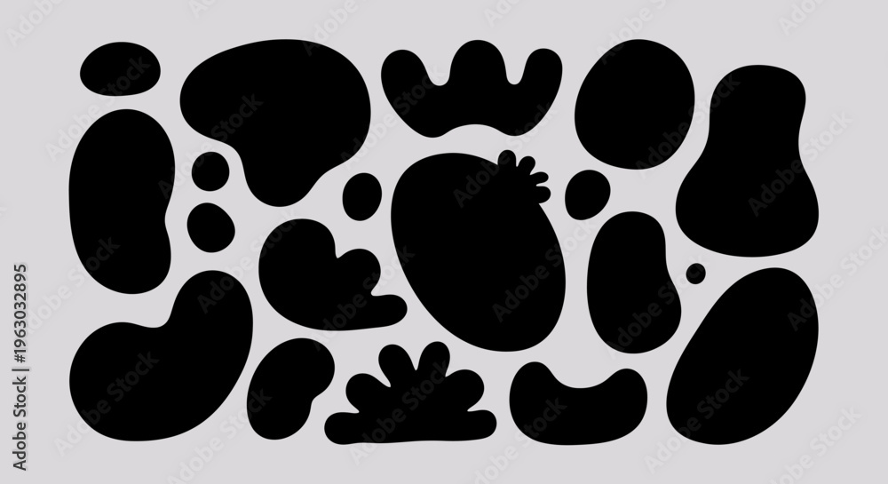 Fototapeta premium Collection of Organic Black Shapes Abstract Forms.