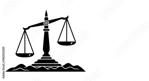 Black and White Illustration of a Justice Scale.