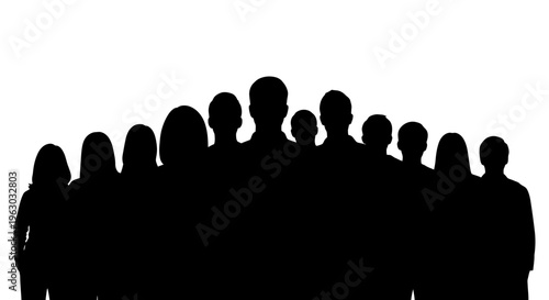 Silhouette of Diverse Group of People Standing Together.