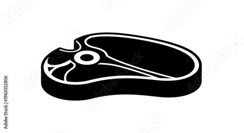 Black and white illustration of a raw T-bone steak.