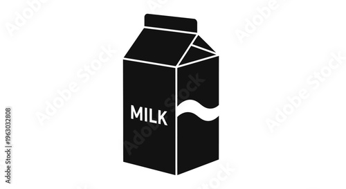 Black and white illustration of a milk carton.