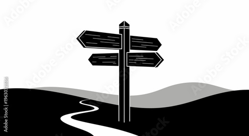 Black and White Signpost Showing Multiple Directions.