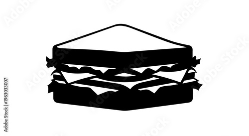 Simple Black and White Sandwich Icon Graphic.