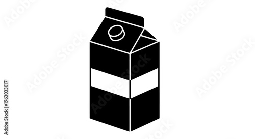 Simple Black and White Milk Carton Icon.
