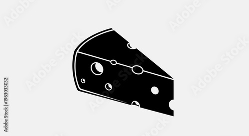 Black silhouette of a cheese wedge with holes.