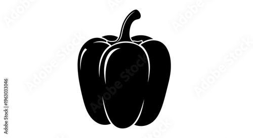 Black Silhouette of a Bell Pepper Vegetable.
