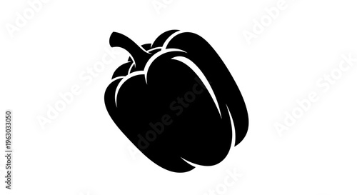 Black Silhouette of a Bell Pepper Vegetable.