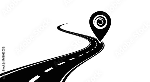 Road with a destination marker indicating the journeys end.