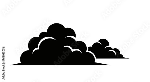Dark Cumulus Clouds Silhouette Graphic Element.