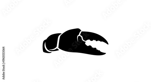 Black Silhouette of a Crab Claw on White Background.