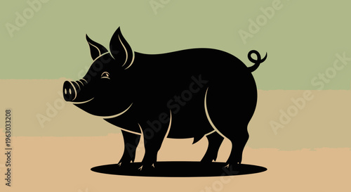 Silhouette of a Black Pig Standing Proudly.