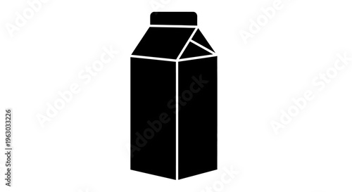 Simple Black Silhouette of a Milk Carton.