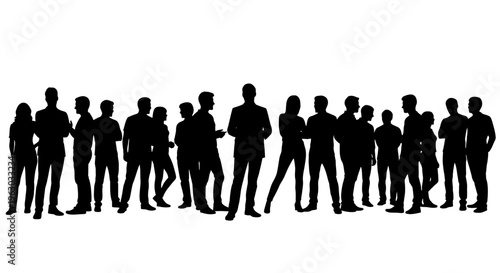 Diverse Group of People Silhouettes Standing Together.