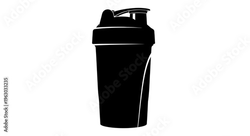 Black Silhouette of a Protein Shaker Bottle.