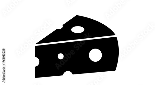 Simple Black Silhouette of a Wedge of Swiss Cheese.