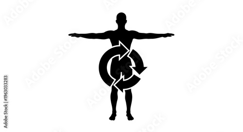 Human Body Metabolism Cycle Icon Silhouette.